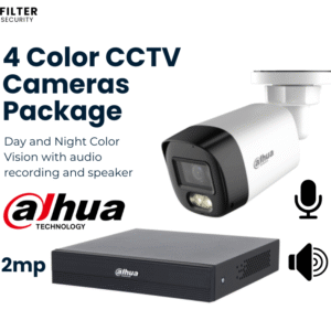 4 Dahua CCTV Cameras - Day and Night Color Vision + Audio + Speaker + Smart Motion - Dahua