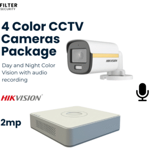 4 Dahua CCTV Cameras - Day and Night Color Vision with Audio - Hikvision