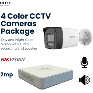 4 Dahua CCTV Cameras - Day and Night Color Vision + Audio + Speaker + Smart Motion - Hikvision